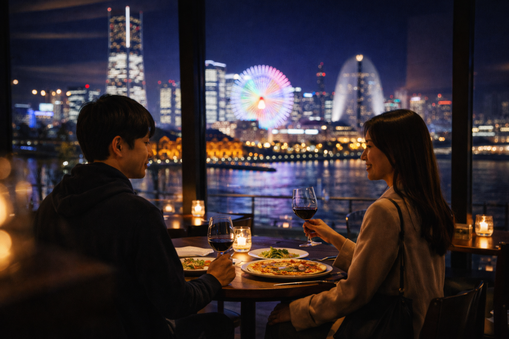 横浜 夜デート カフェ ディナー 夜景 カップル みなとみらい