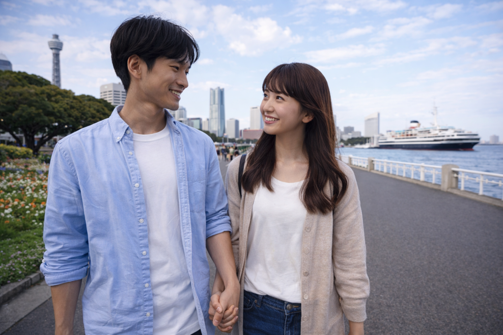 山下公園 デート 散歩 横浜 海 カップル