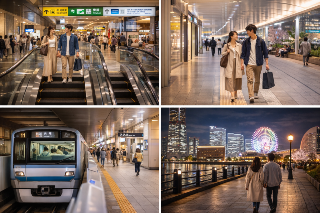 横浜 雨の日 デート移動しやすい 駅 室内 カップル